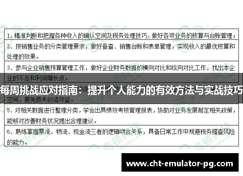 每周挑战应对指南：提升个人能力的有效方法与实战技巧