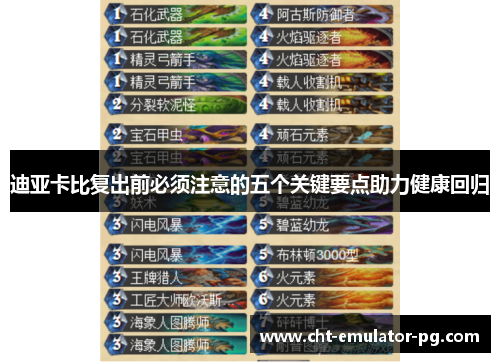 迪亚卡比复出前必须注意的五个关键要点助力健康回归